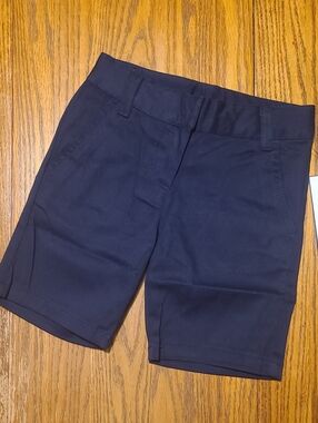 George NWT Navy Flat-Front Bermuda Uniform Shorts - Girl's 6